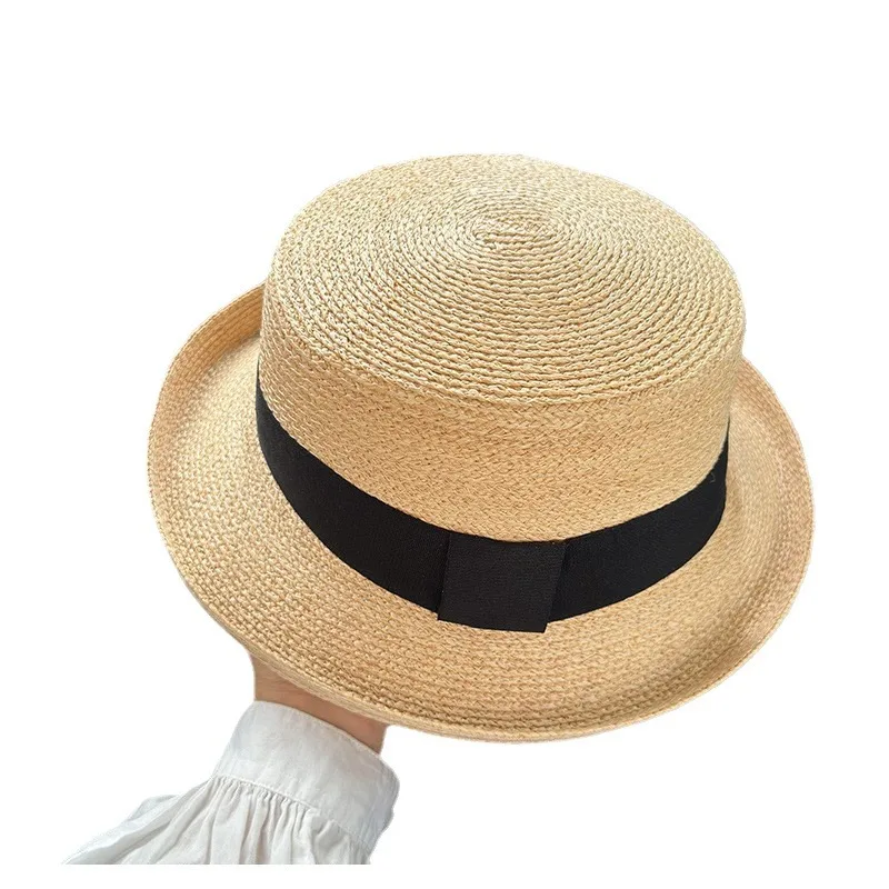 Raffia Curling Billycock French Retro Straw Hat Seaside Vacation Beach Hat Hat Sunshade Hat