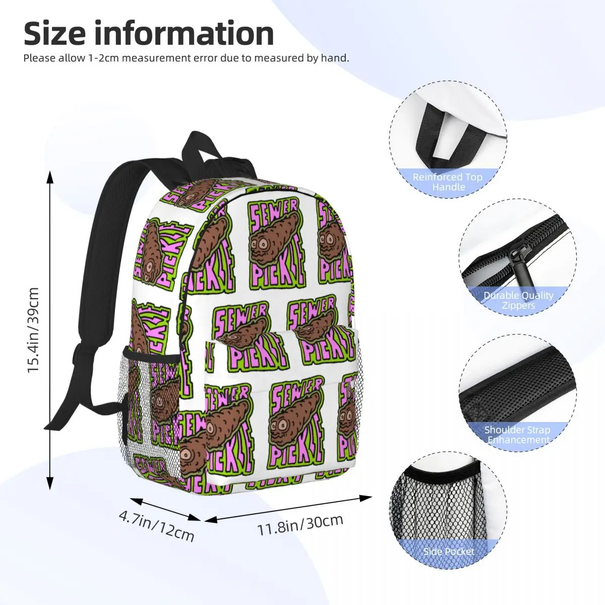 حقيبة ظهر مخلل المجاري رائجة البيع Daypack سعة كبيرة للأولاد والبنات حقيبة كتب حقائب كتف للرجال والنساء حقيبة مدرسية للأطفال