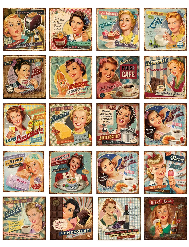 20Pcs/Pack Vintage Delicious Food Poster Sticker DIY Craft Scrapbooking Album Junk Journal Decorative Stickers