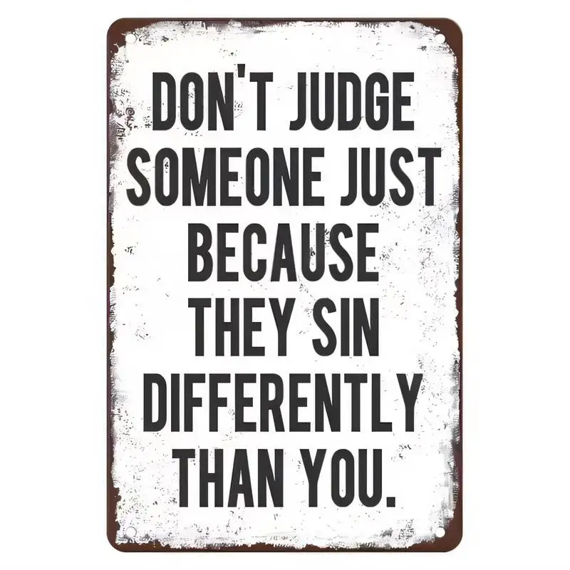 Vintage Distressed Don't Judge... Motivational Metal Tin Sign - Retro Typography Iron Wall Art, Perfect for Home/Office/Bedroom