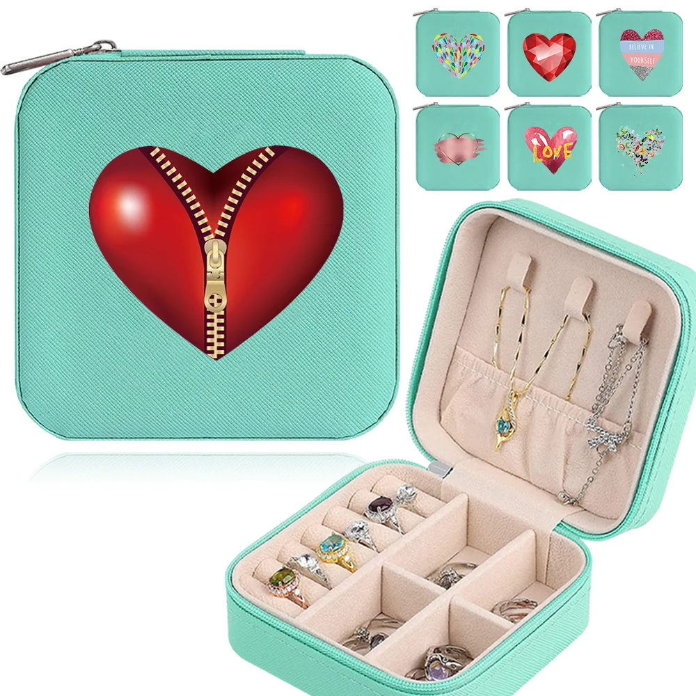 

Шкатулка для драгоценностей Love Printing Series Портативный пакет для хранения Дорожные украшения для хранения Ожерелье Кольцо Серьги Кожаные водонепроницаемые