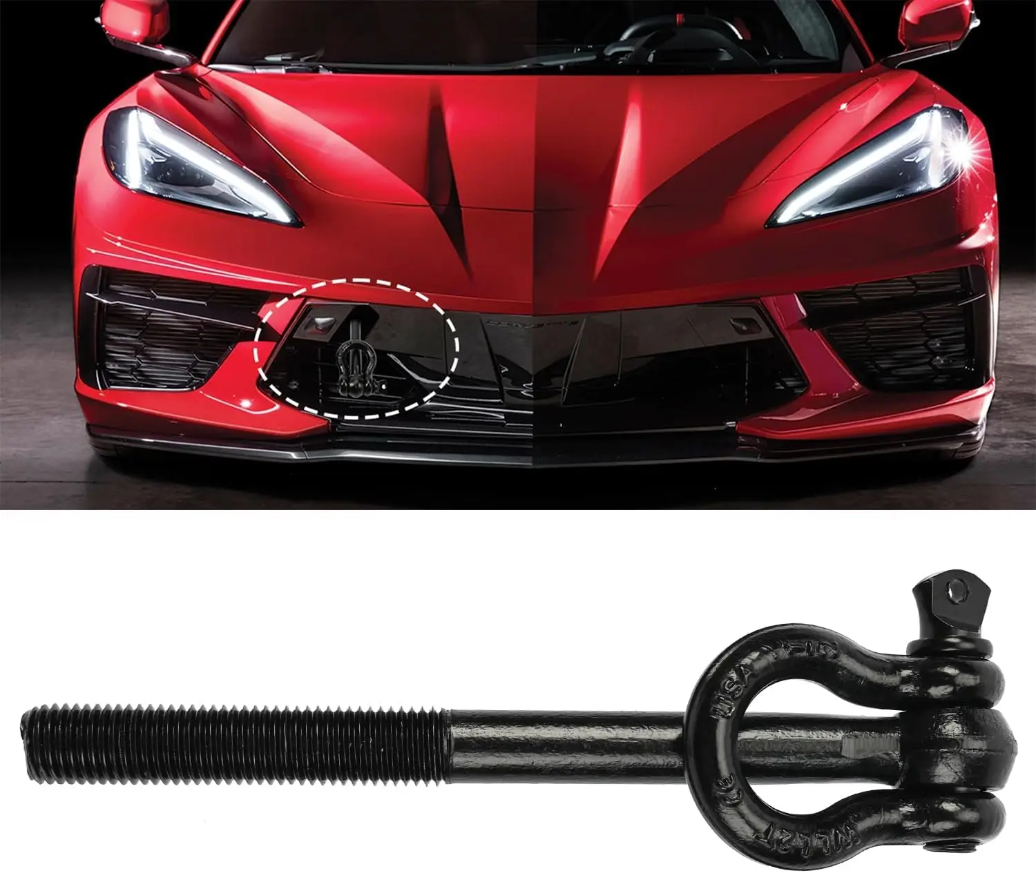 

Tow Hook, Alloy Steel Front Rear Bumper Trailer Hitch Pull Ring for Corvette C7 C8 GS Z06 ZR1 2014-2025 (Black)