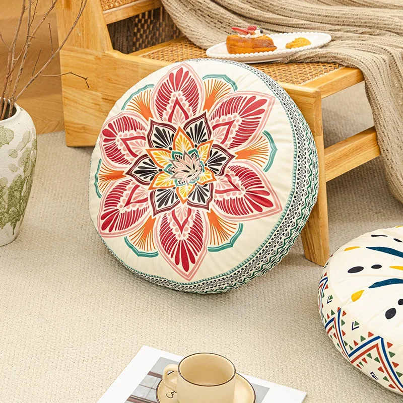 1pcs Circular Floor Cushion Bohemian Style Anti Slip Sofa Bay Window Seat Cushions Jacquard Thick Multifunctional Rush Cushion