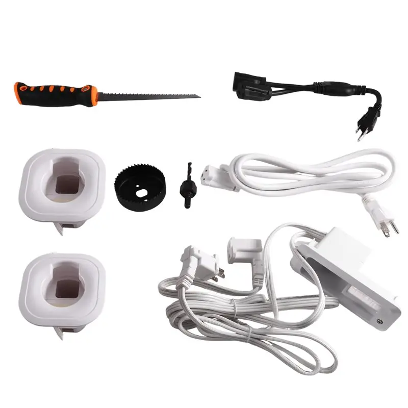 Kit de gestión de cables para empotrar en la pared FEDI-TV, ocultador de cables con puertos USB y Tipo C para TV de montaje en pared con alimentación empotrada, enchufe estadounidense