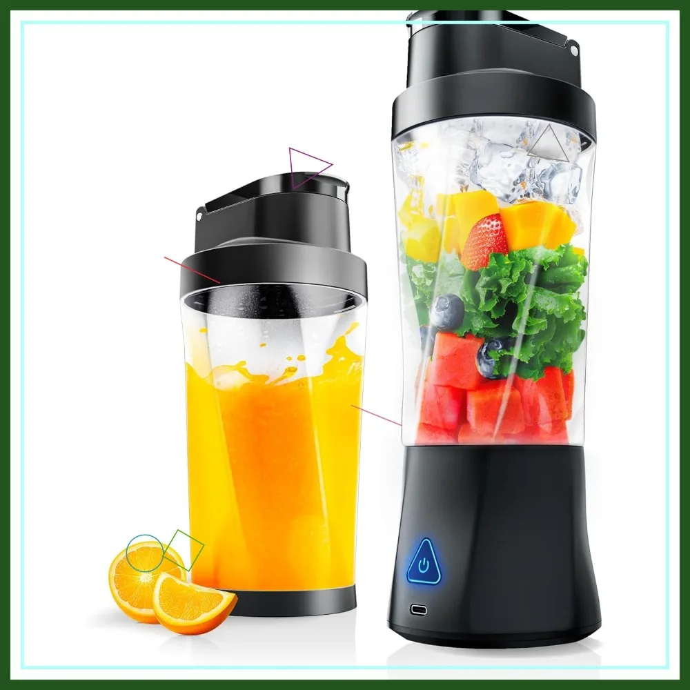 

Портативный блендер, беспроводной, 24 унции, перезаряжаемый через USB-C, самоочищающийся, не содержит BPA, герметичная крышка для смузи и коктейлей