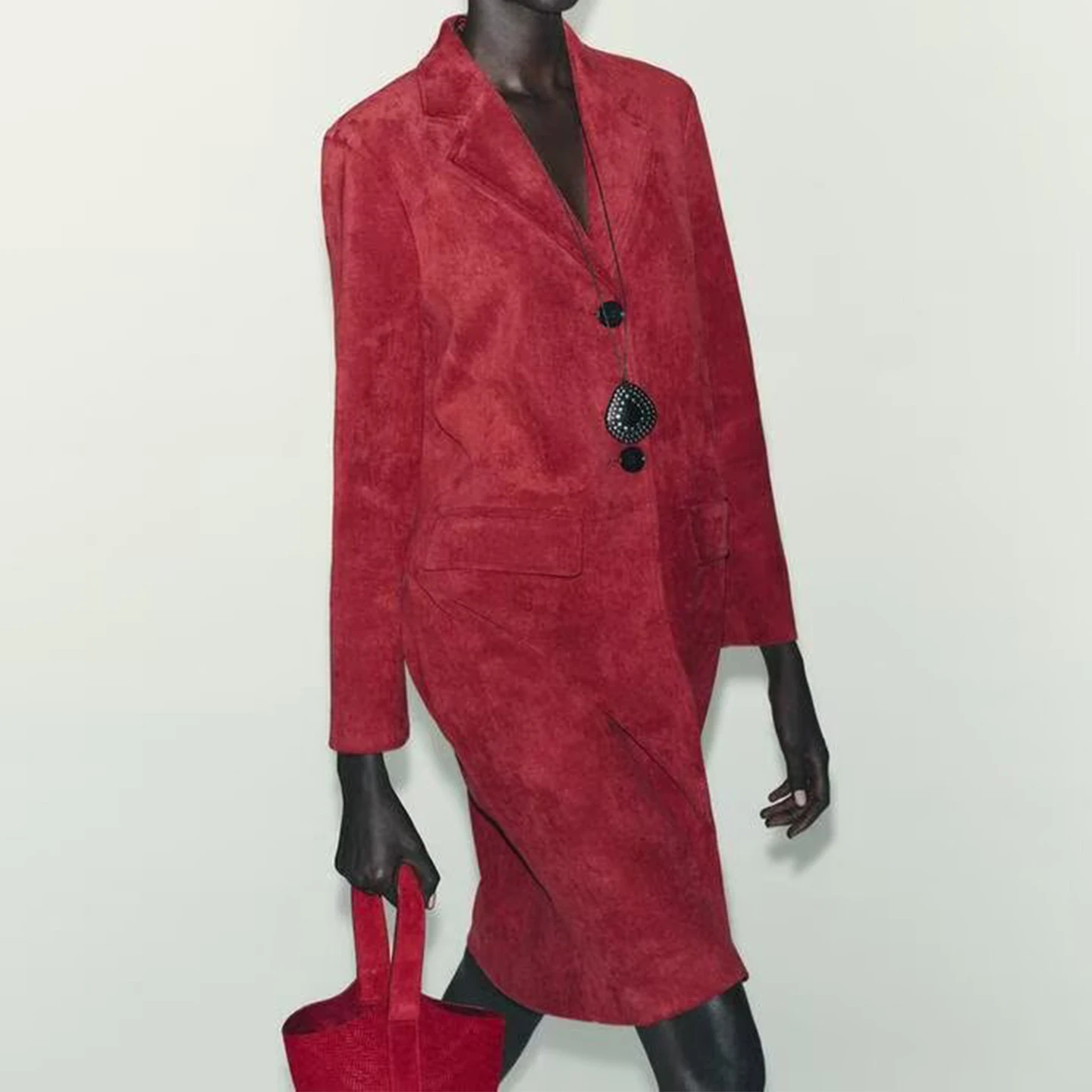 

Z 2025 New Faion Commute Anti-Fur кожаное пальто Ele Aosphere женское шерстяное длинное пальто прямого кроя