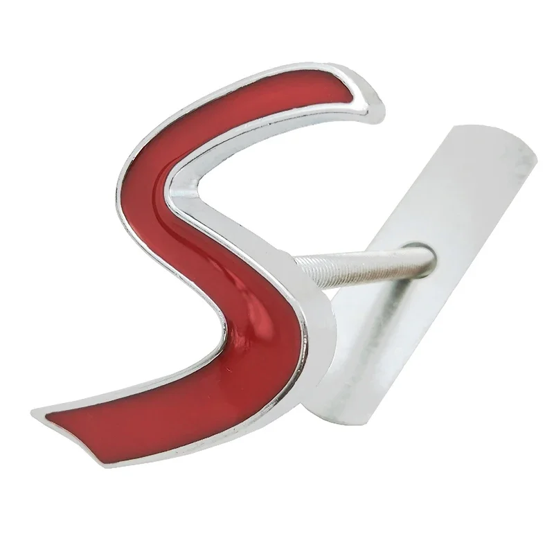 3D Metal S Front Grille Chrome Emblem Sticker for Mini Cooper R50 R52 R53 R56 R57 R58 R60 Grill Badge Decals Exterior Accessorie