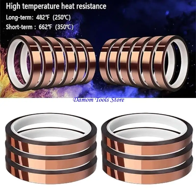 57BE 12 Rolls Heat Resistant Sublimation Tape Thermal Heat Transfer Press Tape No Residues High Temperature Resistant Tape