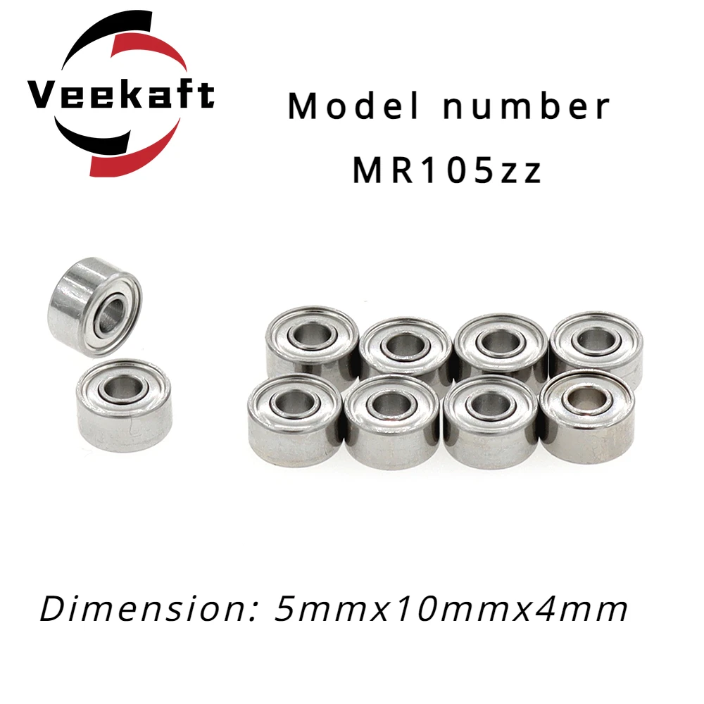 

Veekaft High Precision Miniature Bearings MR105zz Size 5mmx10mmx4mm 10pcs Suitable for Small Machines.