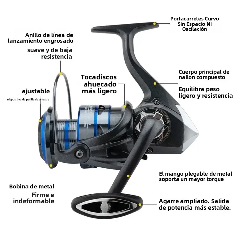 Carrete Huidiao 8000 para carpa – 15 kg arrastre y gran capacidad - imagen 4