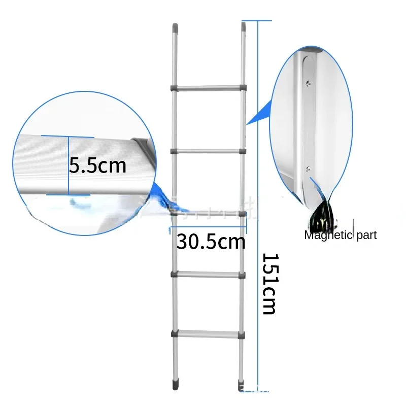 Side suction RV inner ladder bed with five step ladder, aluminum alloy storage anti slip ladder, up and down bed ladder