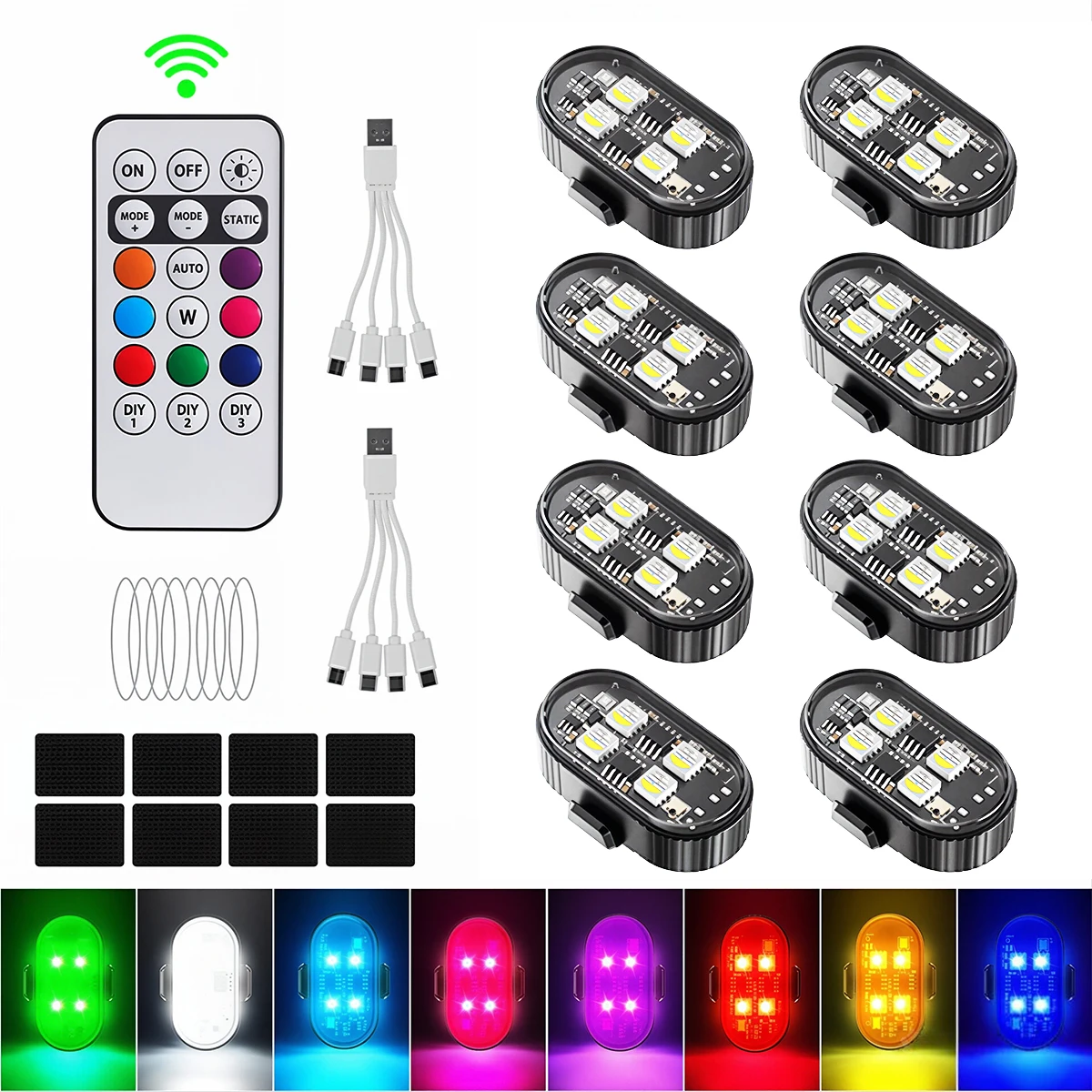 RGB Led Car Strobe Lights Motorcycle LED Flash Position Wireless Light Aircraft Airplane Helicopter Warning Lights Accessories