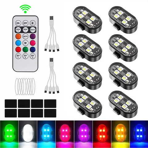 Luzes Estroboscópicas LED RGB para Carros, Luzes de Posição LED para Motocicletas, Luzes de Advertência Sem Fio para Aeronaves, Acessórios para Helicópteros