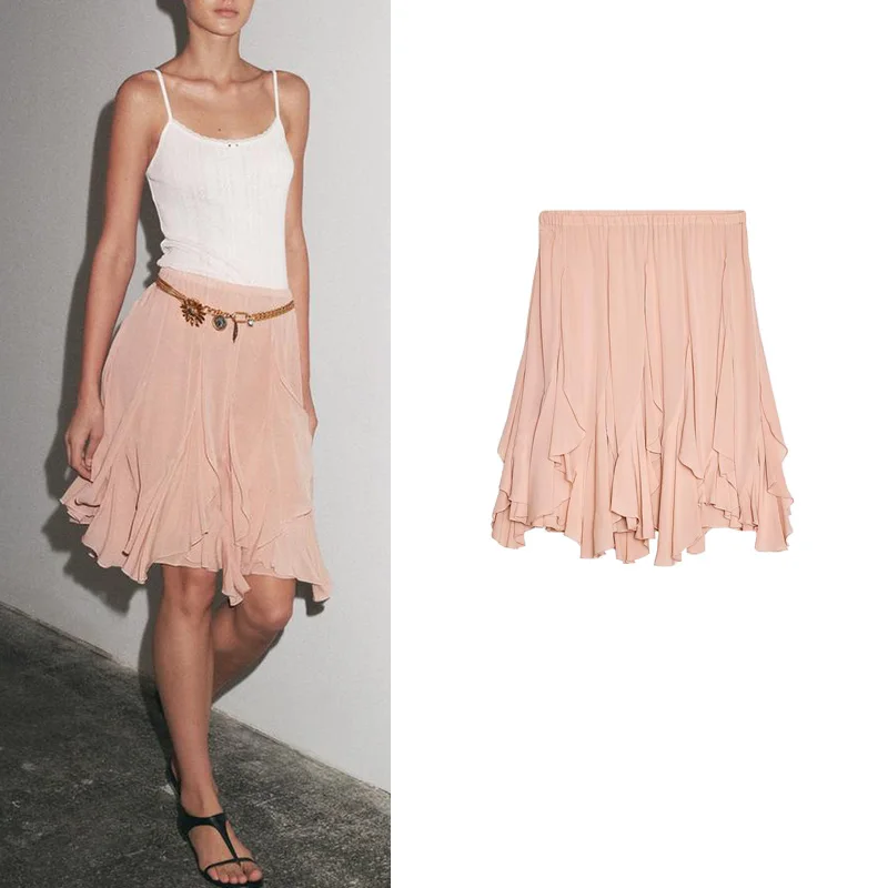 

Новая весенняя юбка с высокой талией, асимметричным подолом, многослойным дизайном, для повседневной носки, приталенного кроя, однотонная, из полиэфирного волокна