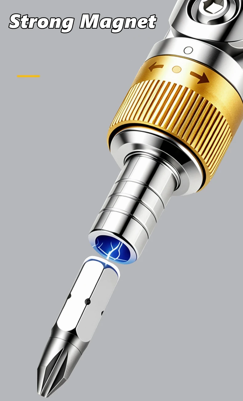 14-in-1 Multifunktions-Ratschenschraubendreher-Set 180 ° Rotierender Schraubendreher mit Magnetischem Bit-Set, Tragbares Handwerkzeug für Heim-DIY – Detail 8