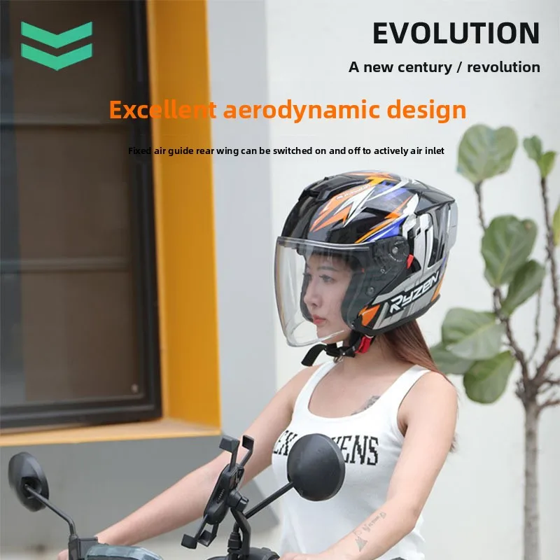 Men's Women's Summer Breathable Three-Quarter ABS Half Face Helmet All-Season Universal No. 1 Motorcycle Helmet With Foam Lining