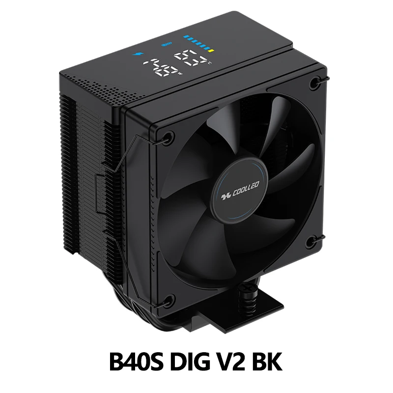COOLLEO B40S DIG 4 Heat Pipes CPU Cooler Intelligent Temperature Display Radiator TDP 200W  Air Cooler For LGA1700 115X AM4 AM5