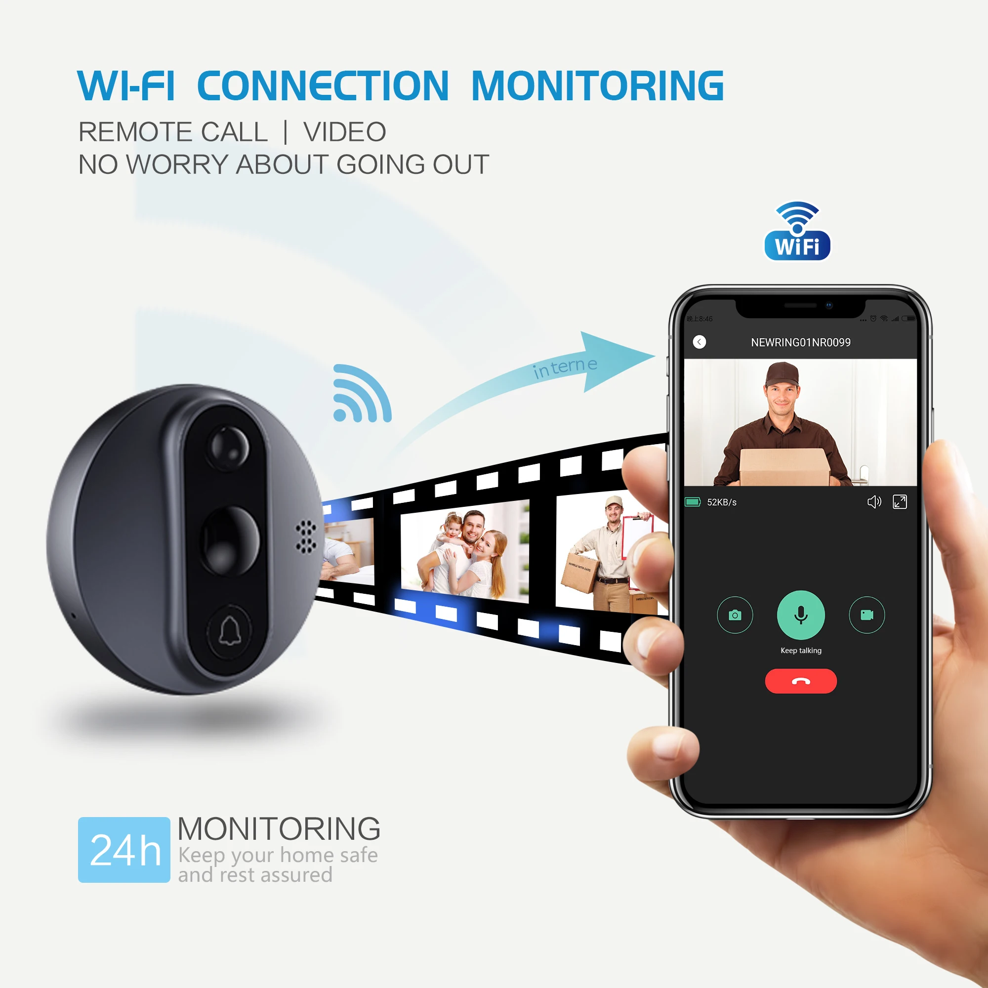 4,3 zoll Tuya/Ubox APP WiFi Türklingel Visuelle Tür Guckloch Video Auge Nacht PIR Home Security Wireless Intercom für IOS Android