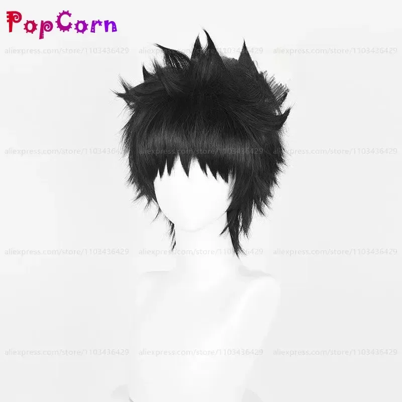 LQUchiha Obito 코스프레 가발 30cm 짧은 검은색 가발 코스프레 애니메이션 코스프레 가발 내열성 합성 가발