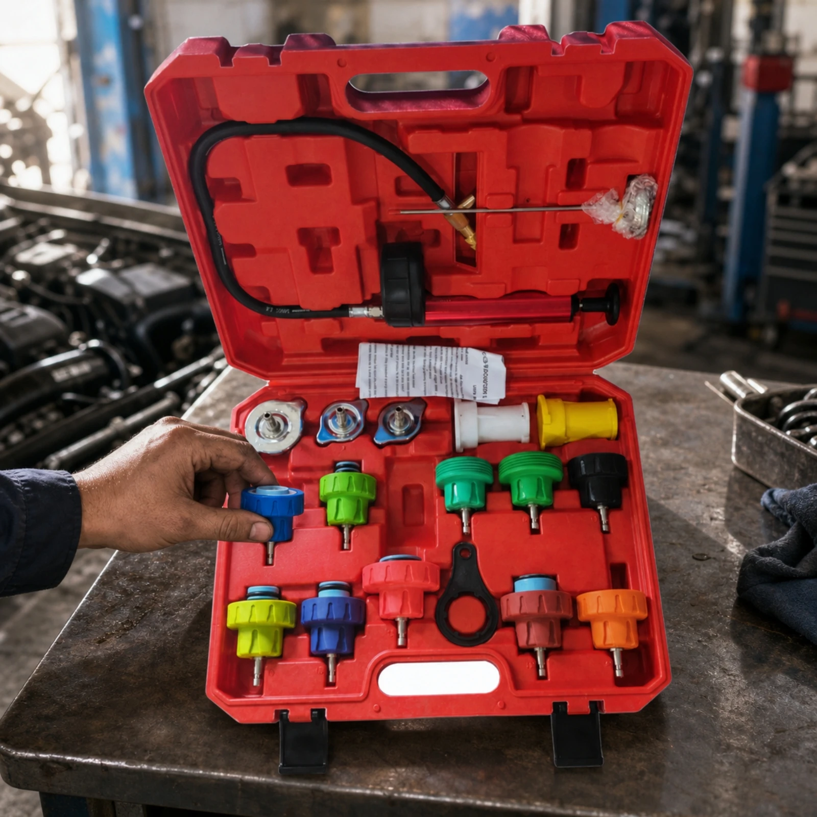 Cooling System Tester Portable Heat Exchanger Pressure Tester with Carrying Case for Mechanics