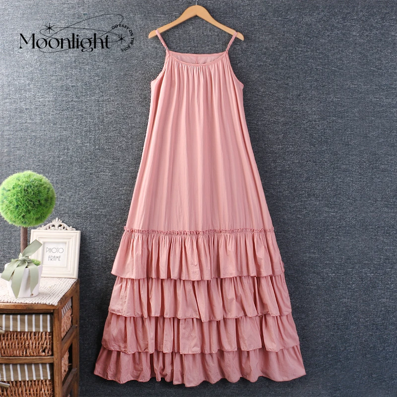 

Summer Sweet Solid Color Basic Under The Dress Women Spring Japanese Mori Girl Sleeveless Sling Dresses Basic Female Vestidos