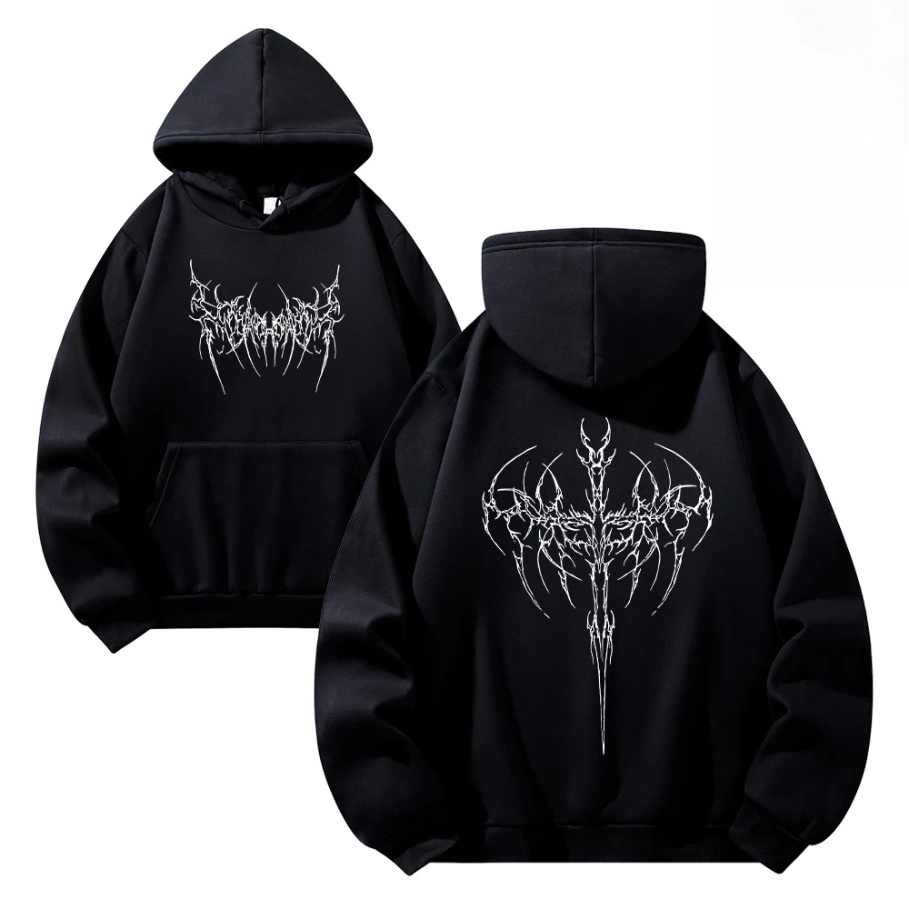 Men's Trendy Thorn Print Hooded Sweatshirt Loose Fit casual Sweatshirt For Autumn And Winter Suitable For Everyday Commute