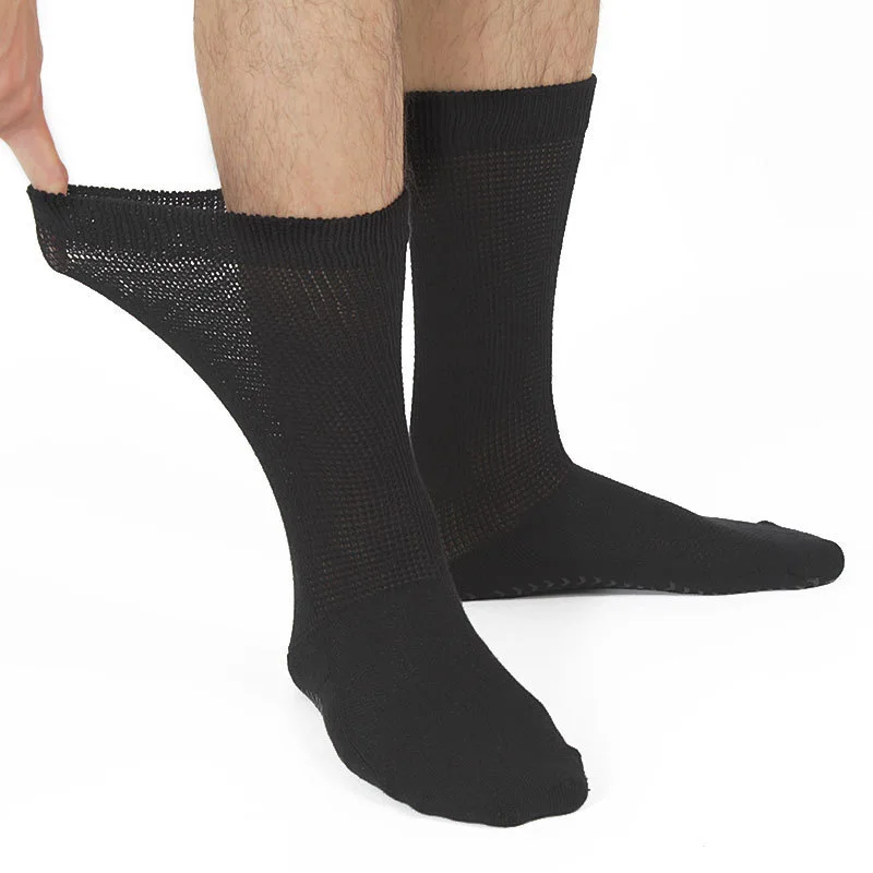 Men Super Stretch Diabetic Over The Calf Socks None-Bliding Fit Top Cotton Loose Socks