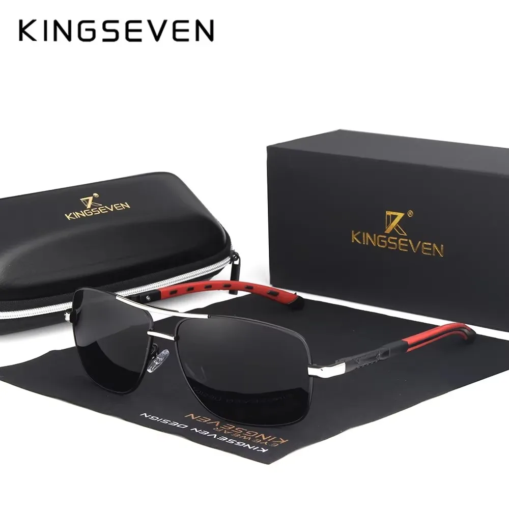 KINGSEVEN Brand Men Aluminum Sunglasses HD Polarized UV400 Mirror Male Sun Glasses Women 2023 Eyewear For Men Oculos de sol N724