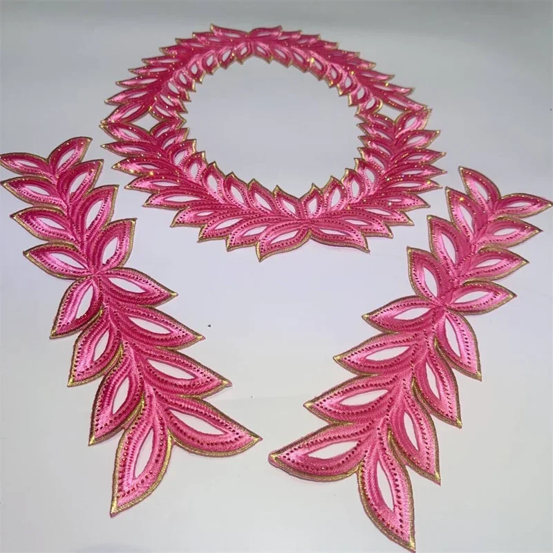 1 szt. Kolorowe afrykańskie cekiny koronkowa tkanina kołnierz dekolt kołnierz aplikacja i mankiety szycie Diy akcesoria rzemieślnicze XM 031201