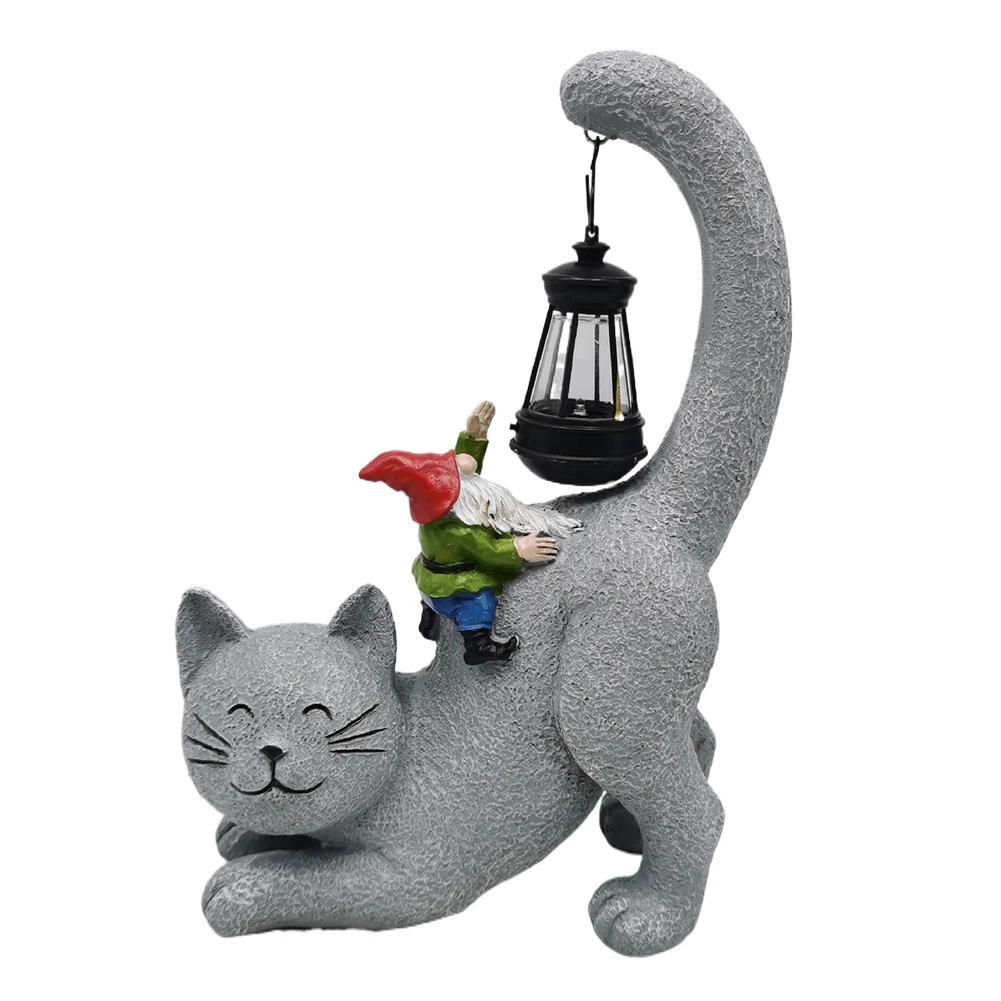 

Eye-catching Garden Sculpture Decor with LED Light Solar Cat Garden Figurine Light Lawn Decor Statue for Patio Balcony Yard Lawn