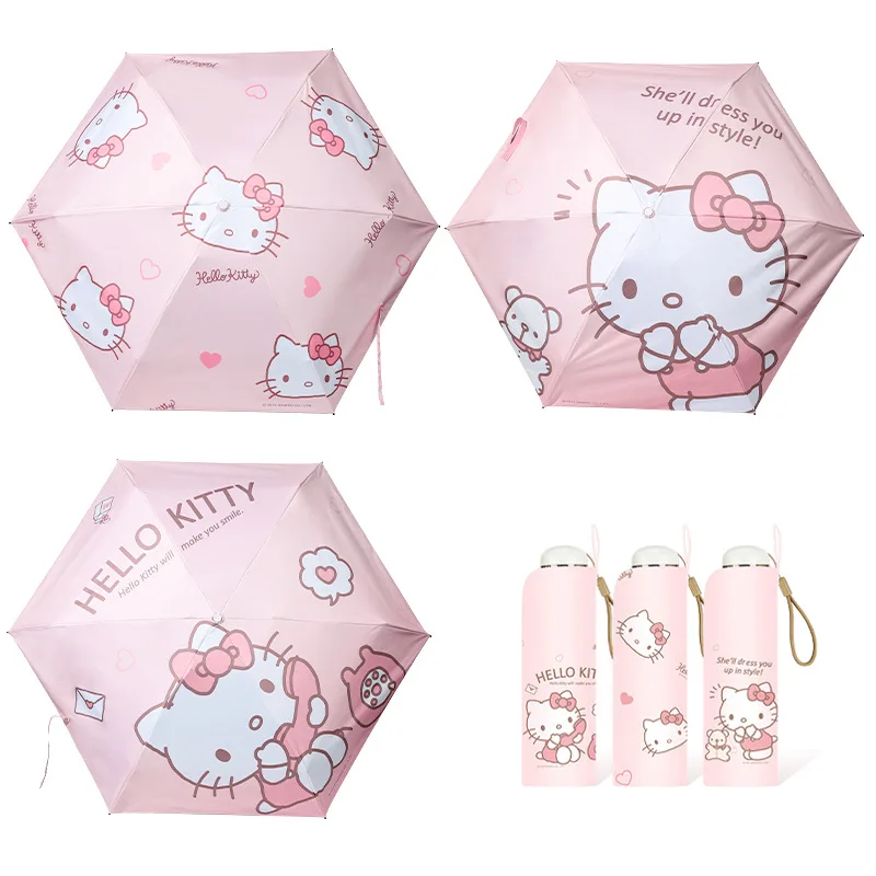 MINISO Sanrio Umbrella Cinnamoroll Vinyl Sunscreen Mini Pocket Rain or Shine Umbrella Cartoon Peripherals Girls\' Holiday Gifts