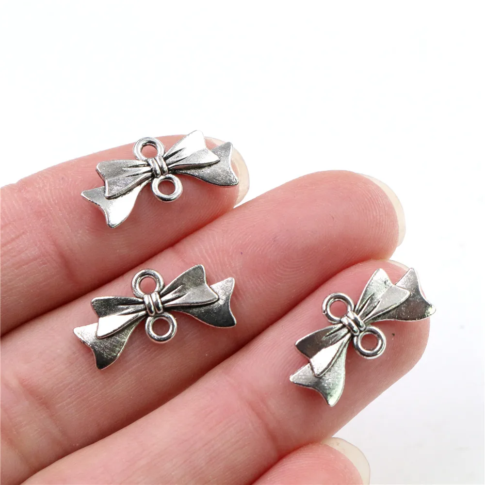 20x10mm 30pcs Antique Silver Plated Bronze Plated Bow Tie Handmade Charms Pendant:DIY for bracelet necklace