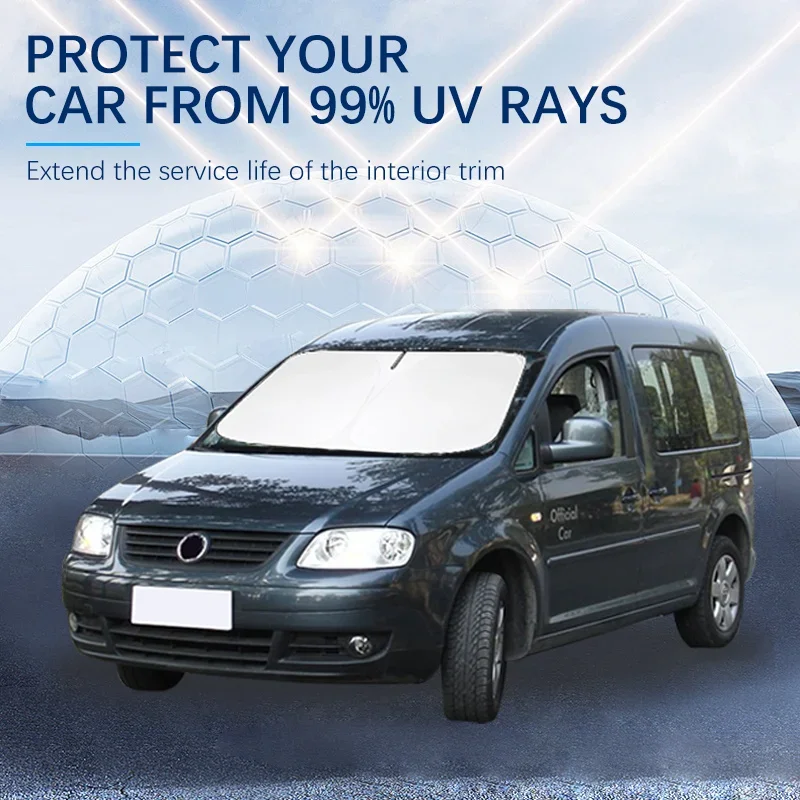 Parasol para coche Volkswagen VW Caddy, parasol para parabrisas delantero, aislamiento térmico, accesorios de refrigeración de verano
