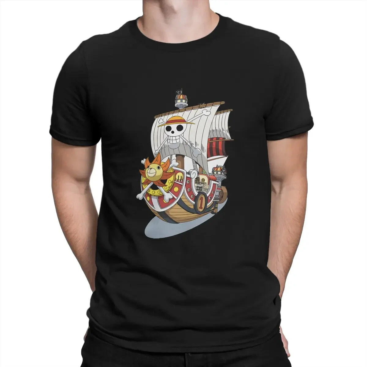 Vintage Fashion Men's Tshirt Polyester Streetwear One-Pieces Anime Thousand Sunny T Shirt graphic men clothing oversized cotton