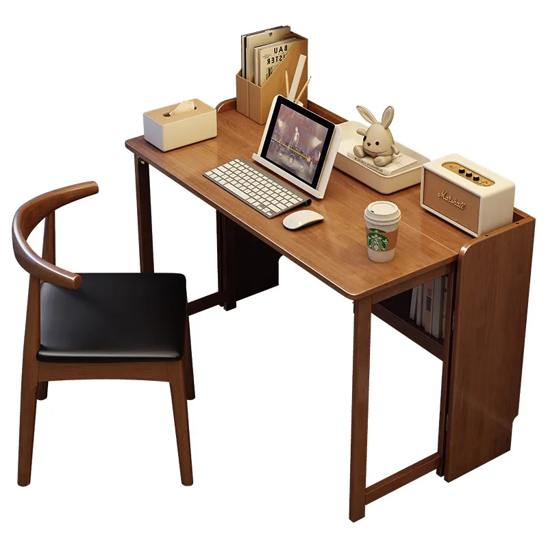 

Solid wood folding desk household bedroom writing table retractable computer simple study table