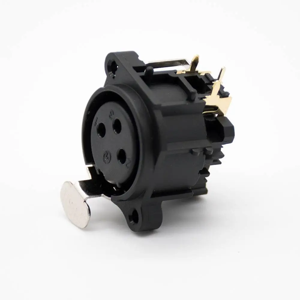 Combo XLR Jack 3 Pole Female 90° Cable Receptacle with Lock Switch