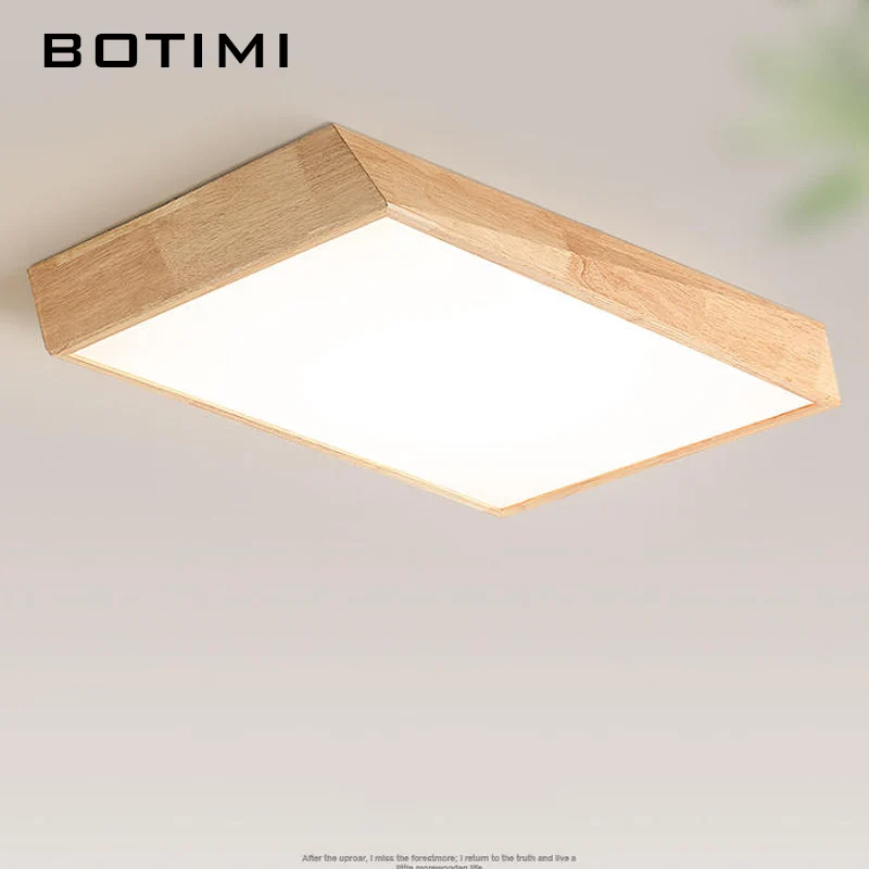 

BOTIMI Designer Solid Wood LED Ceiling Lights For Living Room Modern Wooden Bedroom Lamp Nordic Surface Mounted Rooms Lighting