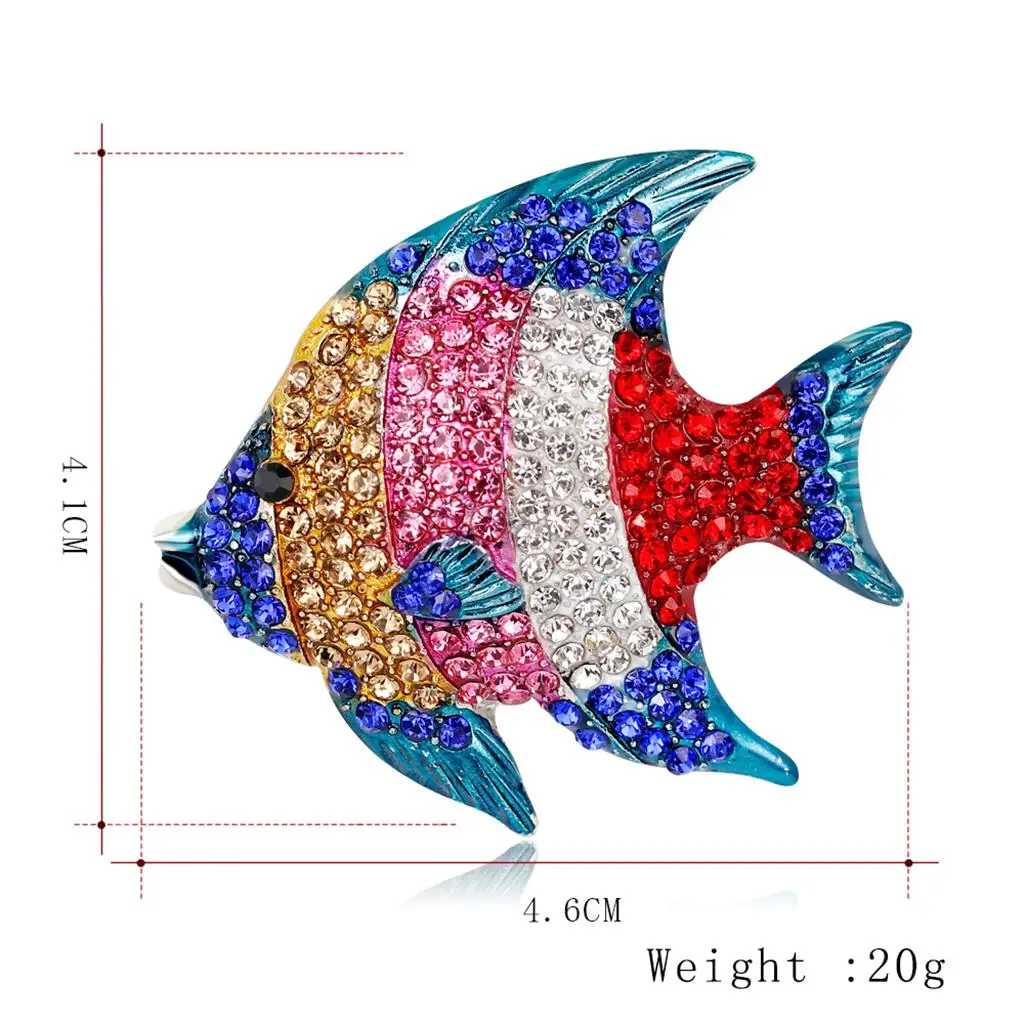 Alloy Rhinestone Fish Brooch Pin Enamel Animal Lover Gift Jewelry for Clothes Lapel Shawl