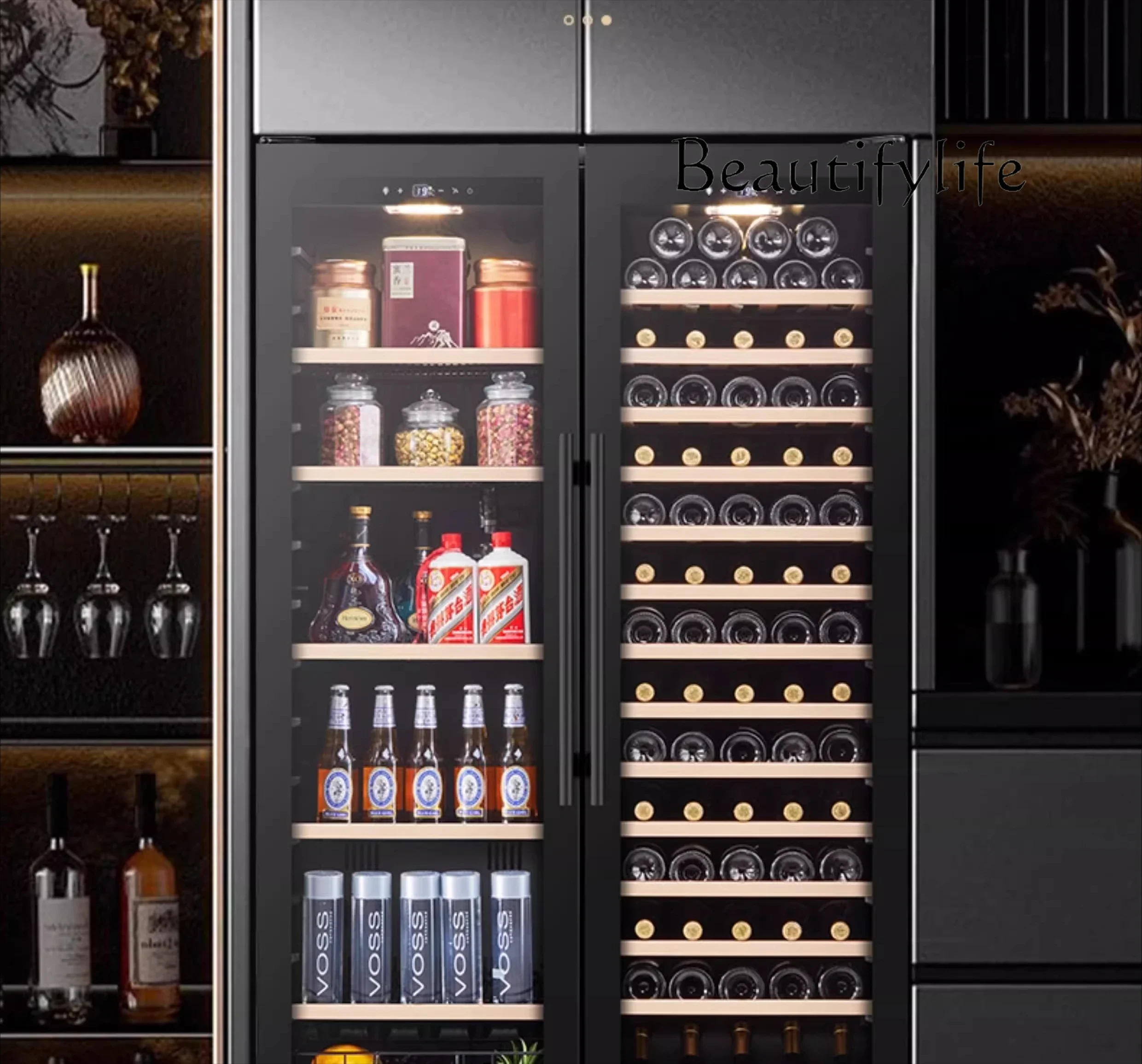 

N47 Household wine cabinet Large capacity refrigerated double door constant temperature ice bar Red wine integrated cabinet