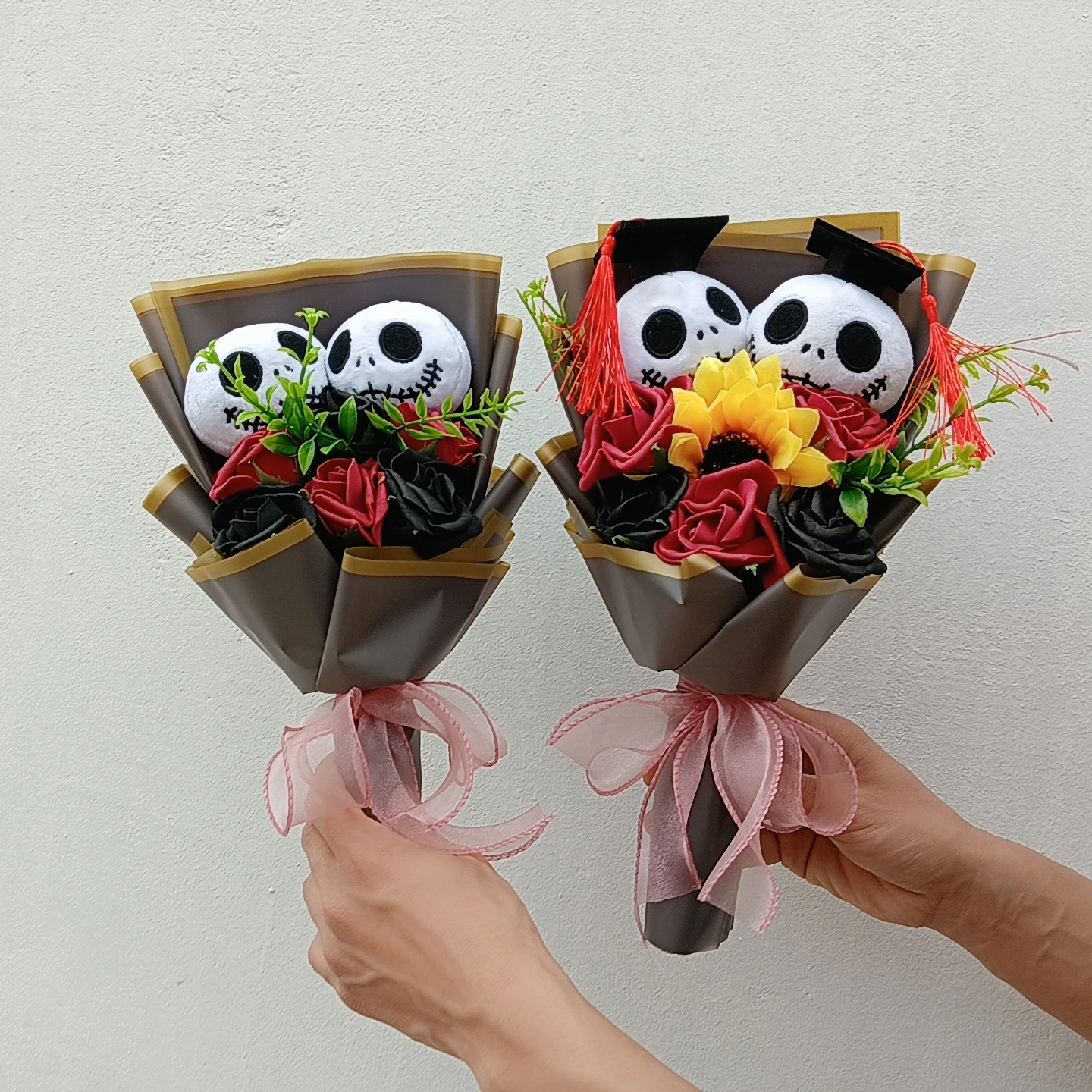 Ramo de Peluche de Jack Skellington para Halloween, Divertido Ramo de Calaveras y Fantasmas para Halloween, Graduación, San Valentín, Regalos de Cumpleaños para Chicas