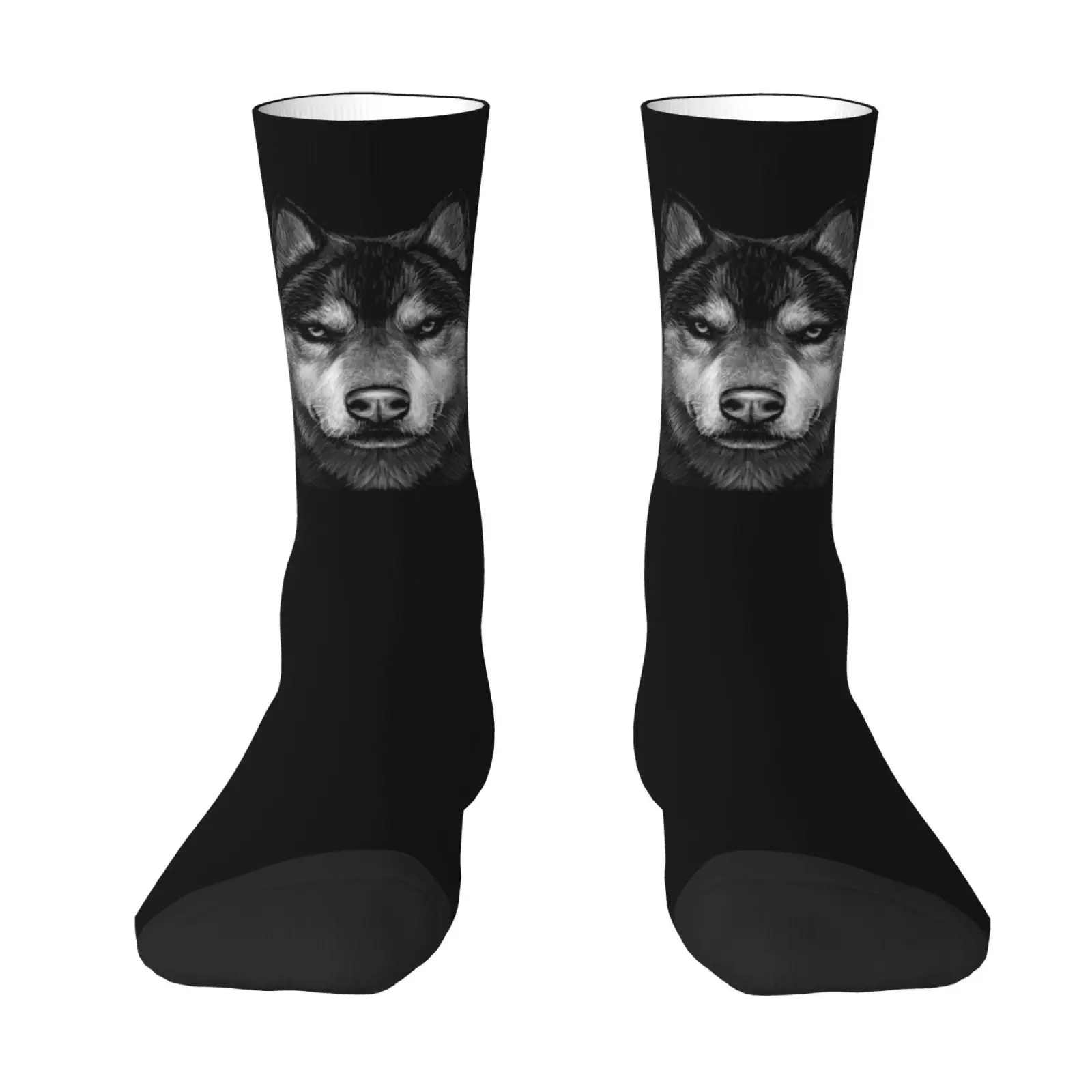 

Siberian Husky Pattern Print Socks Retro Fashion Casual Socks Comfortable Warm Breathable Non-slip Socks Crazy Street Hip Hop