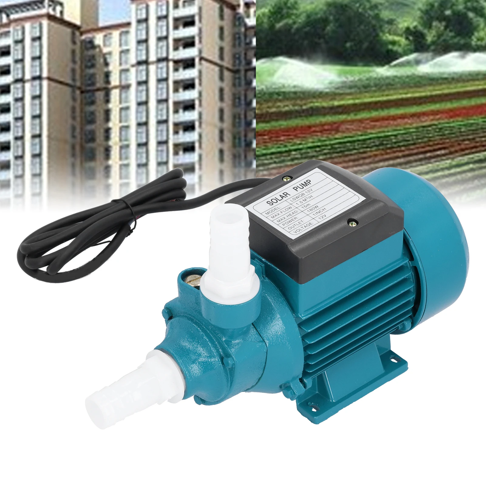 

Unipolar Impeller Motor Horizontal Single Suction Irrigation Tool 15m 180W DC12V Mini Electric Pump Solar Pump