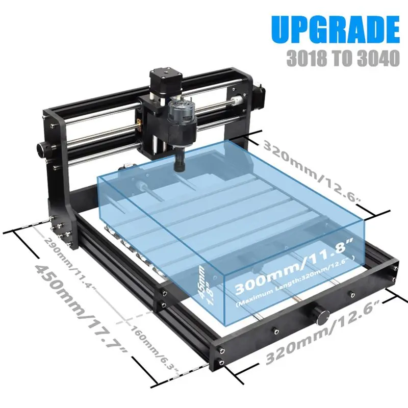 DT15 4x CNC 3018 Pro Upgrade Kit, Extension Kit for 3018 to 3040, Y-axis 450mm X-axis T8 Lead Screw for 3018 Pro Engraving view 3