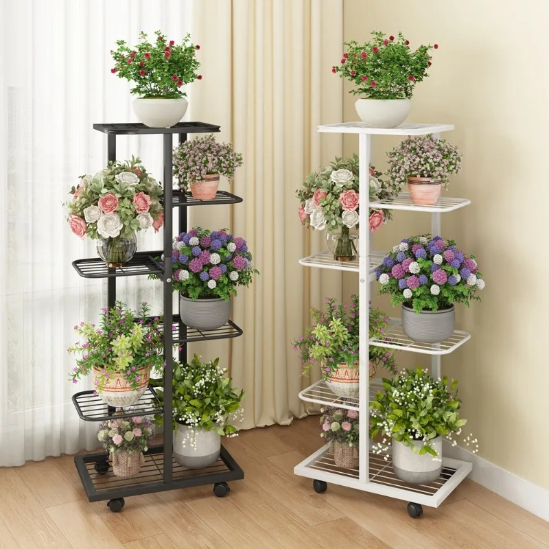Multi-layer wrought iron flower stand shelf living room floor-to-ceiling indoor dill pot balcony flower pot plant placement