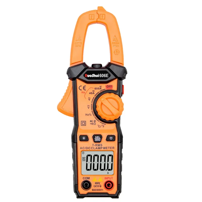 RuoShui 606E Digital Clamp Meter True RMS High Precision Capacitance NCV Ohm Hz Tester AC Amperometric Current Clamp Multimeter