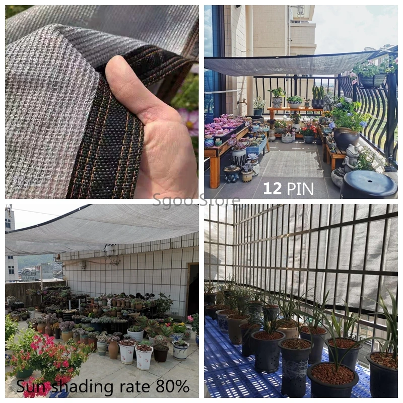 

12 Pin Sun Shading Rate 80% Anti-UV HDPE Silver Gray Sun Shading Net Balcony Garden Greenhouse Succulent Plant Swimming Pool