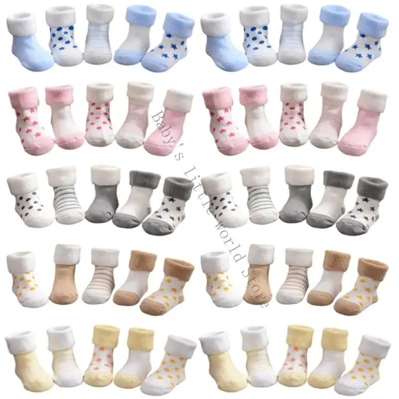 

1 Set Anti Skid Infant Socks Soft Cotton Fabric Elastic Top Star For Learning To Walk Stage B2EB