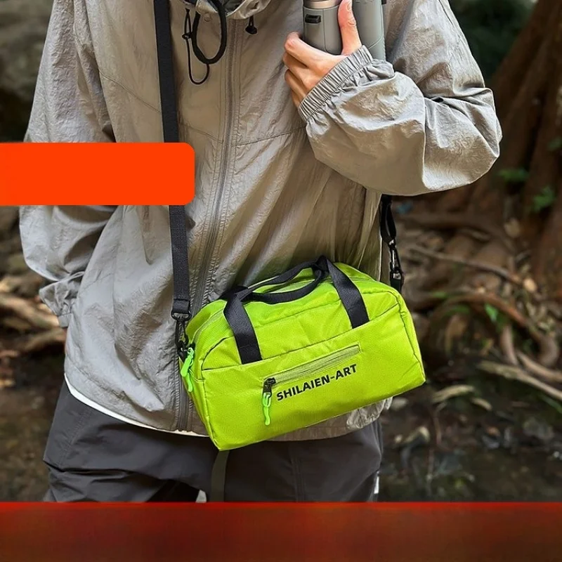 

2025 New Pure Color Outdoor Sports Waterproof Hiking Crossbody Bag Unisex Casual Leisure Travel Shoulder Handbag Nylon Fabric