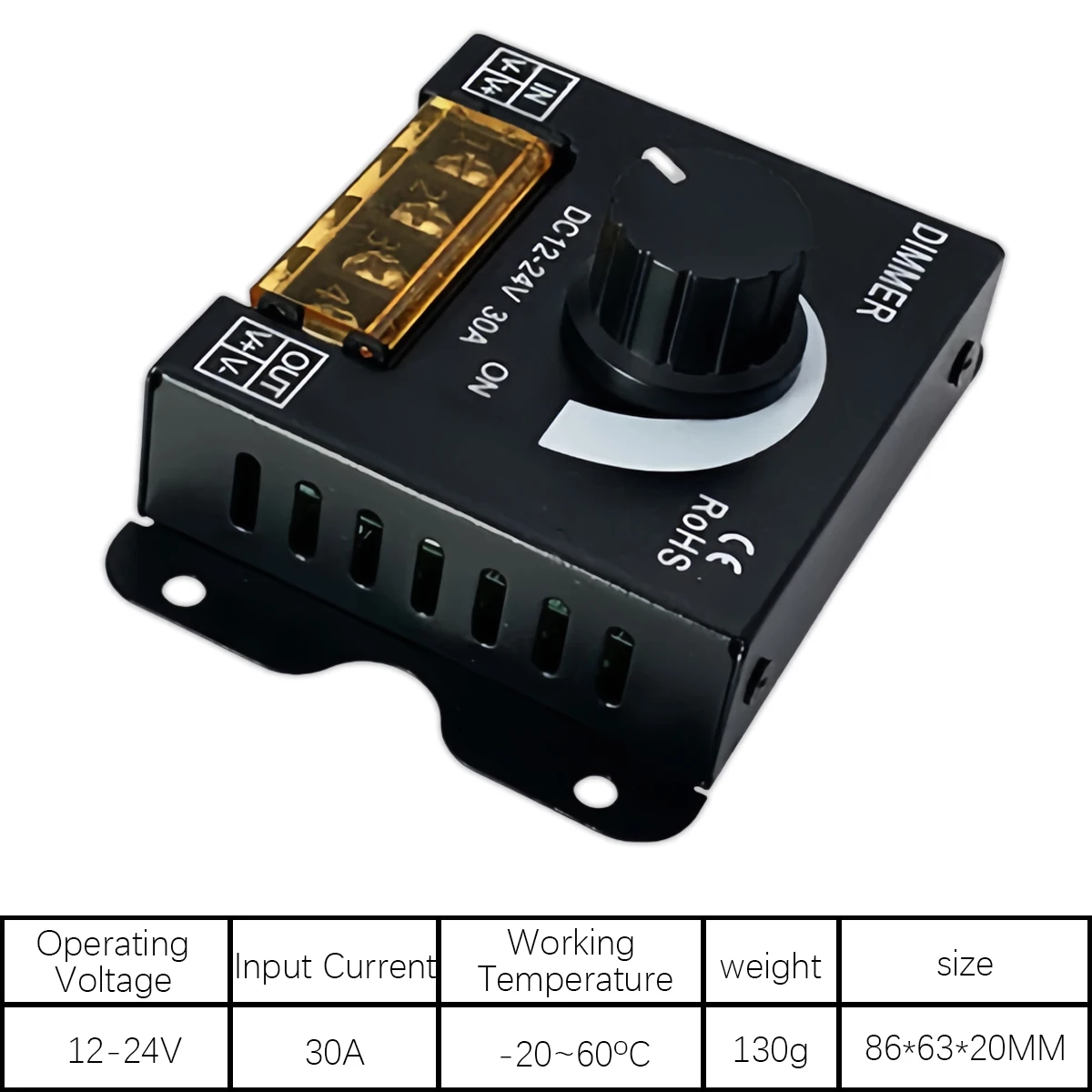 Manueller 30-A-Drehdimmer-Controller – einfarbiges LED-Streifen-Dimmmodul