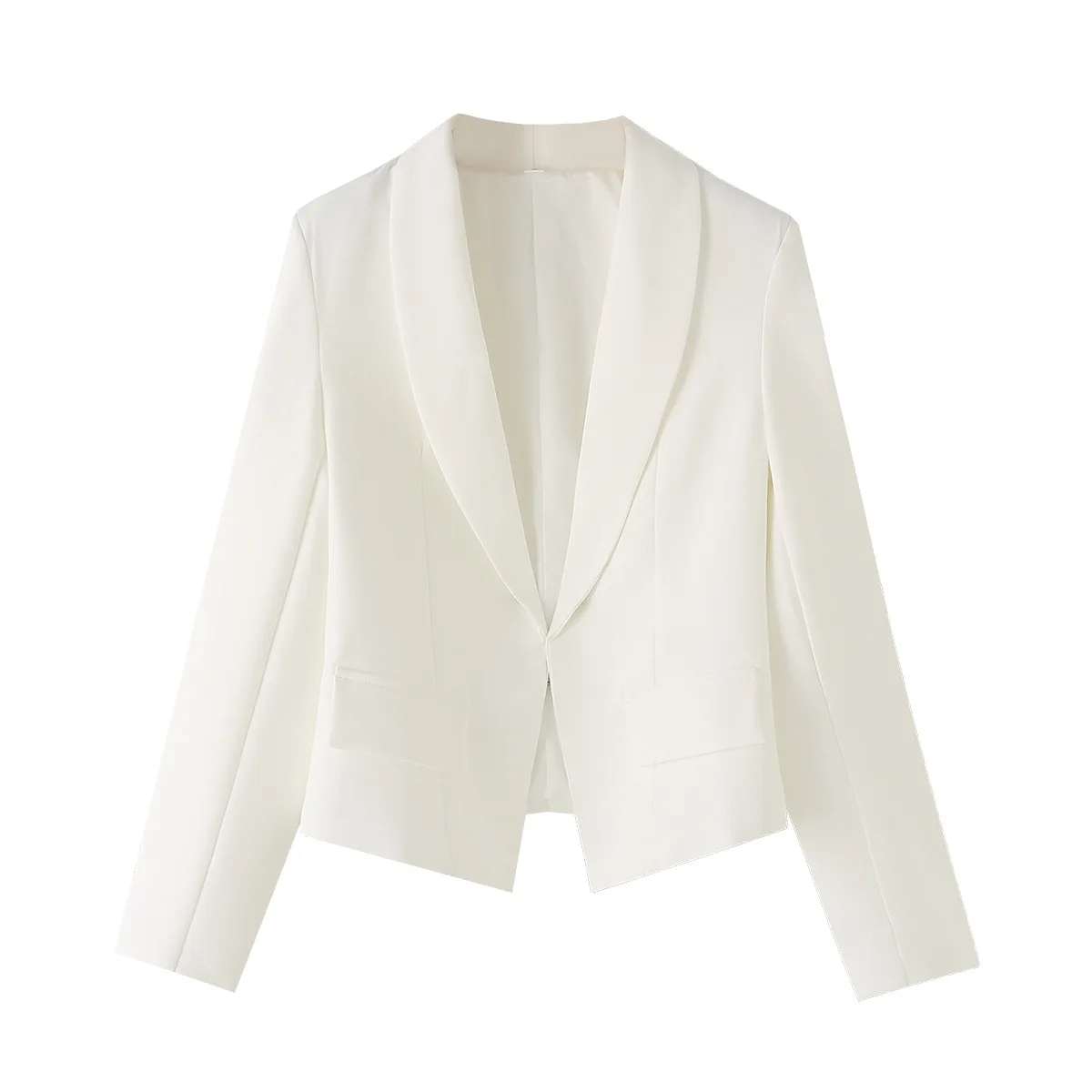 

Topenomi White Blazer Coat Women 2025 Autumn Notched Collar Long Sleeve Crop Tops Simple Elegant Slim Versatile Suits Jackets
